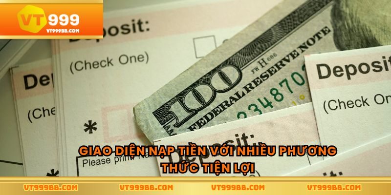 Giao diện nạp tiền với nhiều phương thức tiện lợi